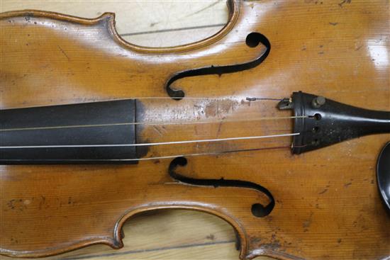 A violin and two bows